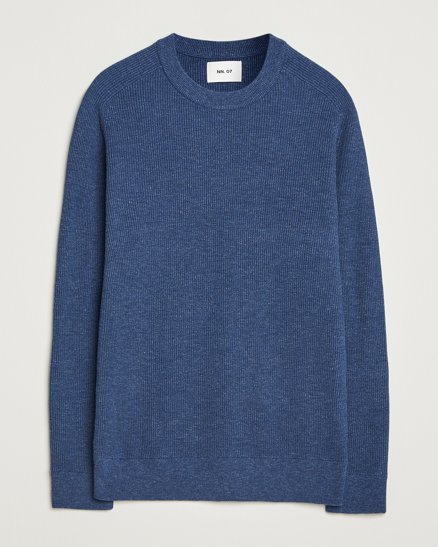 Herre | Trøjer | NN07 | Kevin Cotton Knitted Sweater Denim Blue
