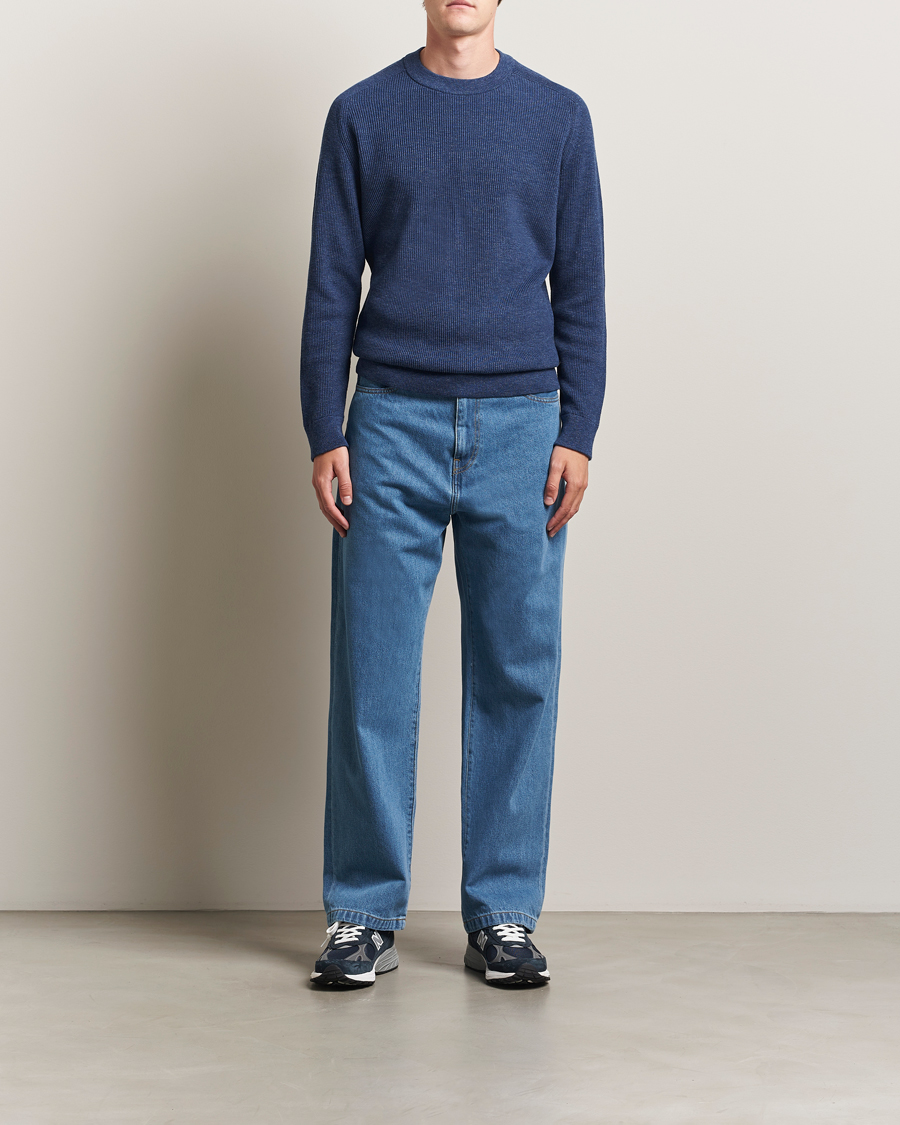 Herre | Trøjer | NN07 | Kevin Cotton Knitted Sweater Denim Blue