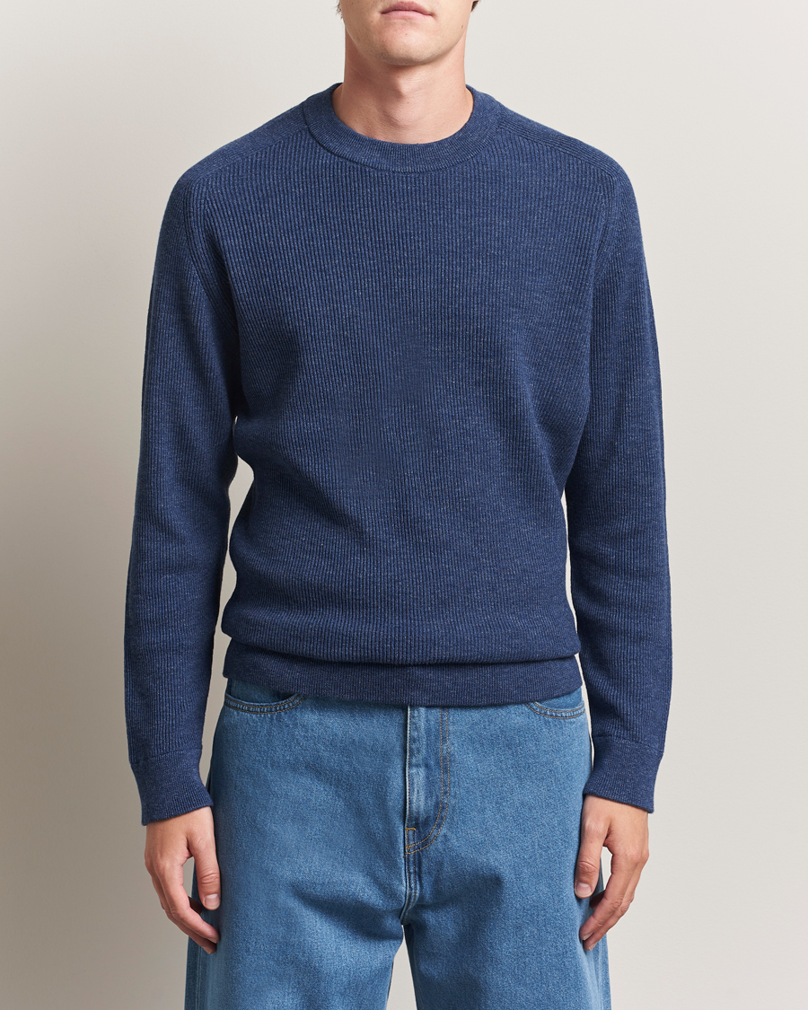 Herre | Trøjer | NN07 | Kevin Cotton Knitted Sweater Denim Blue