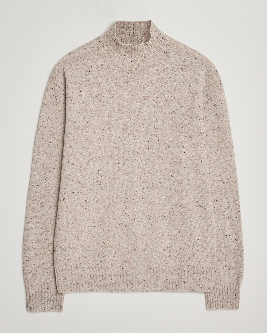 Herre | Trøjer | NN07 | Aksel Wool Donegal Knitted Mock Neck Ivory