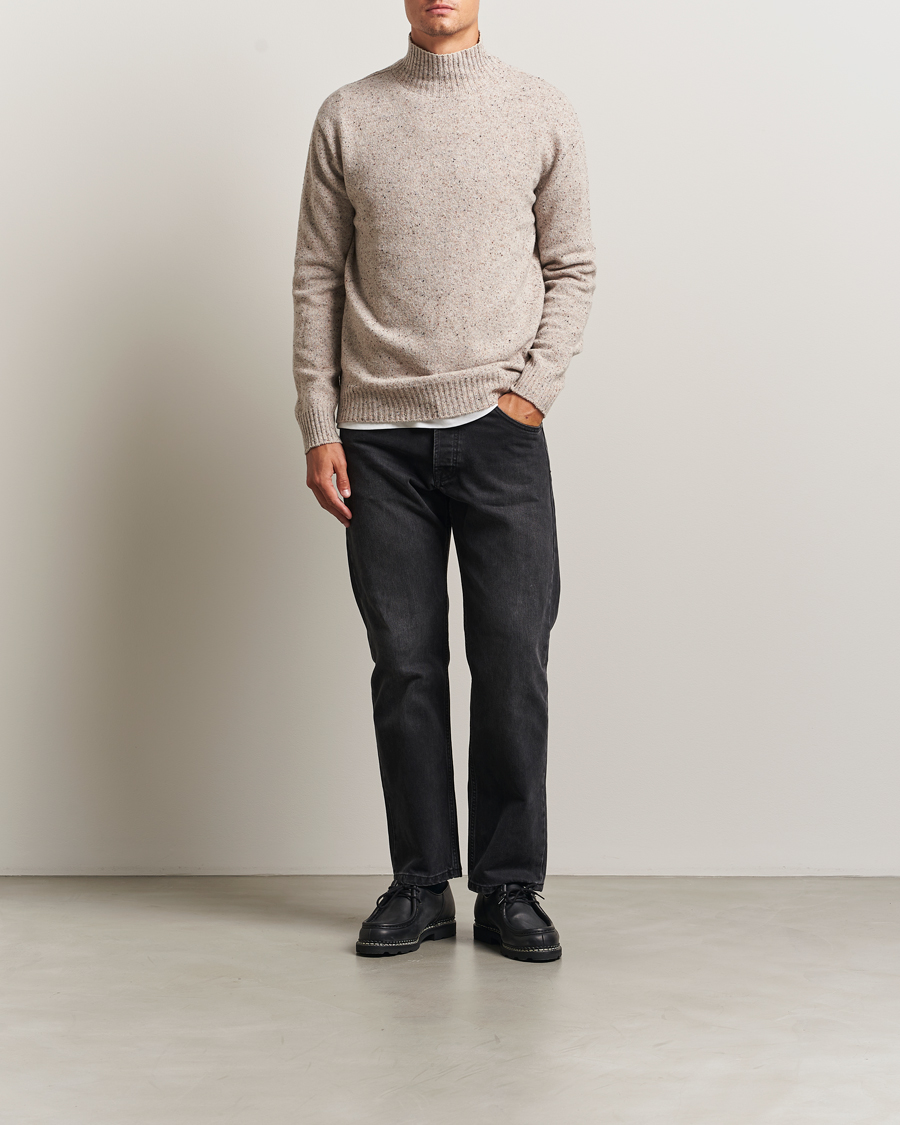 Herre | Trøjer | NN07 | Aksel Wool Donegal Knitted Mock Neck Ivory
