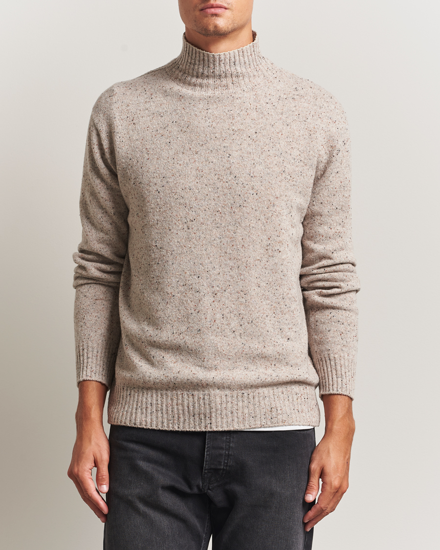 Herre | Trøjer | NN07 | Aksel Wool Donegal Knitted Mock Neck Ivory
