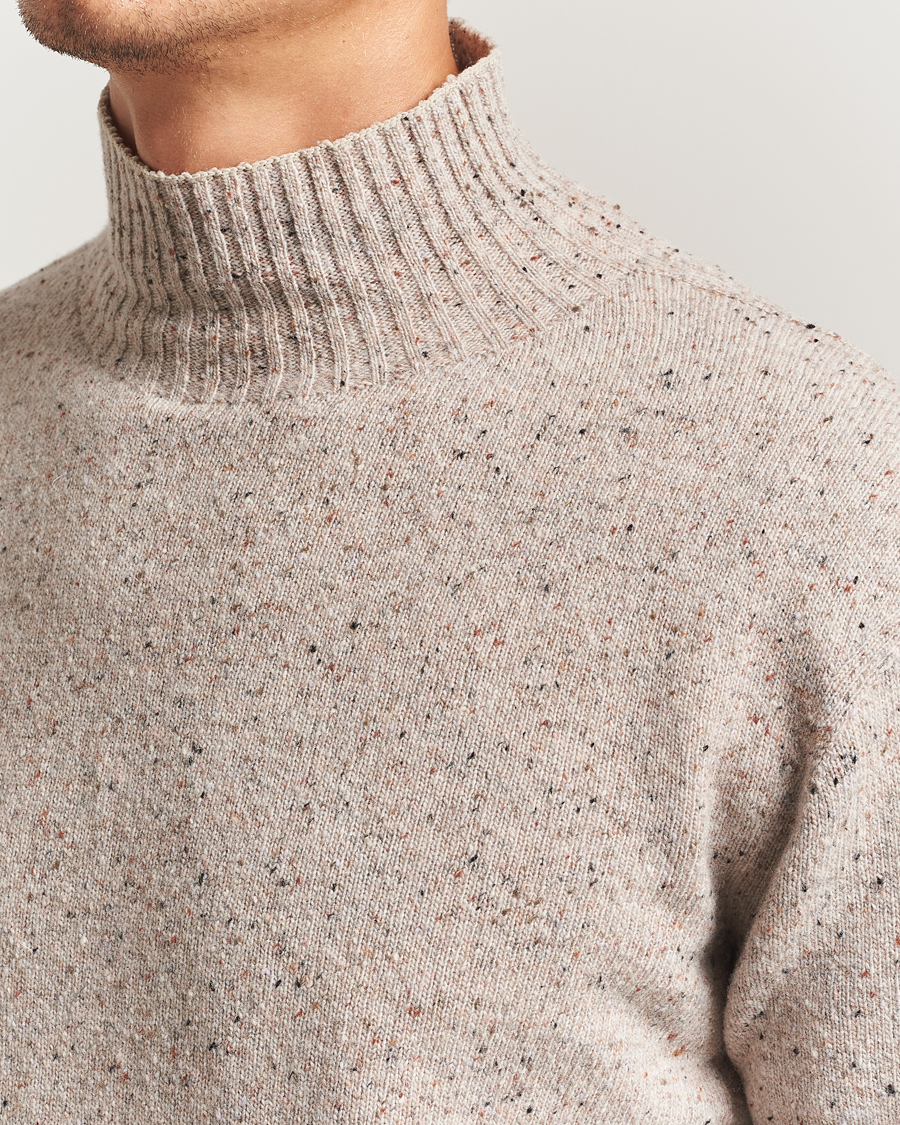 Herre | Trøjer | NN07 | Aksel Wool Donegal Knitted Mock Neck Ivory