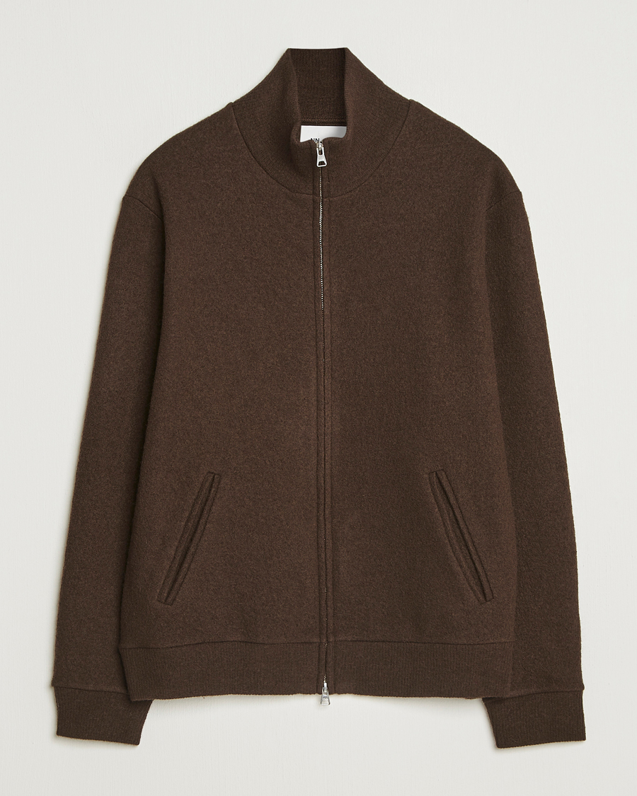 Herre | Trøjer | NN07 | Boiled Wool Full Zip Demitasse Brown