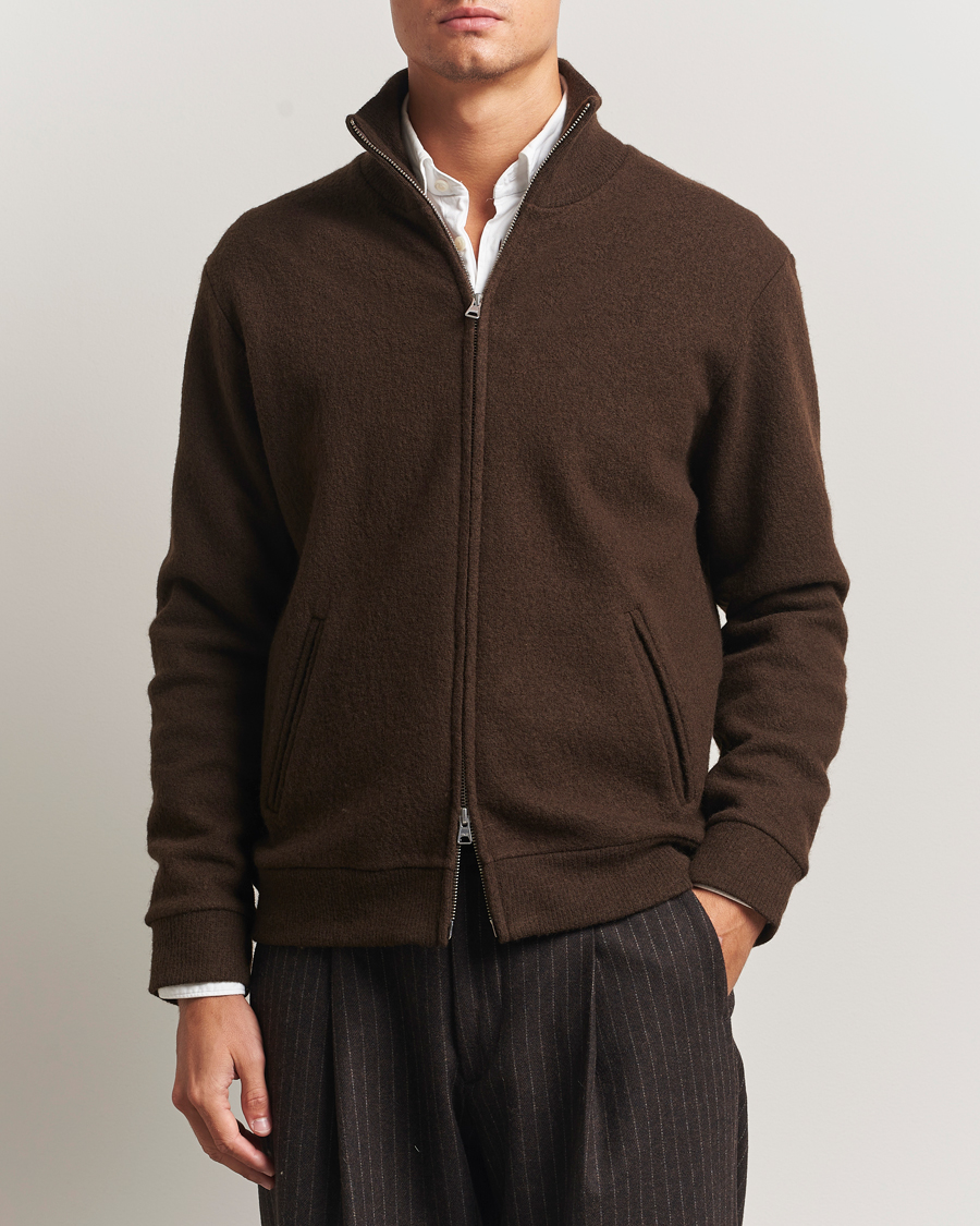 Herre | Trøjer | NN07 | Boiled Wool Full Zip Demitasse Brown