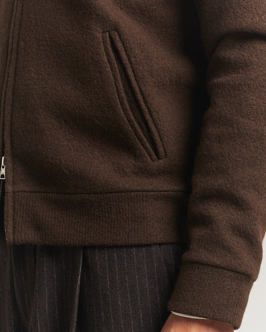 Herre | Trøjer | NN07 | Boiled Wool Full Zip Demitasse Brown