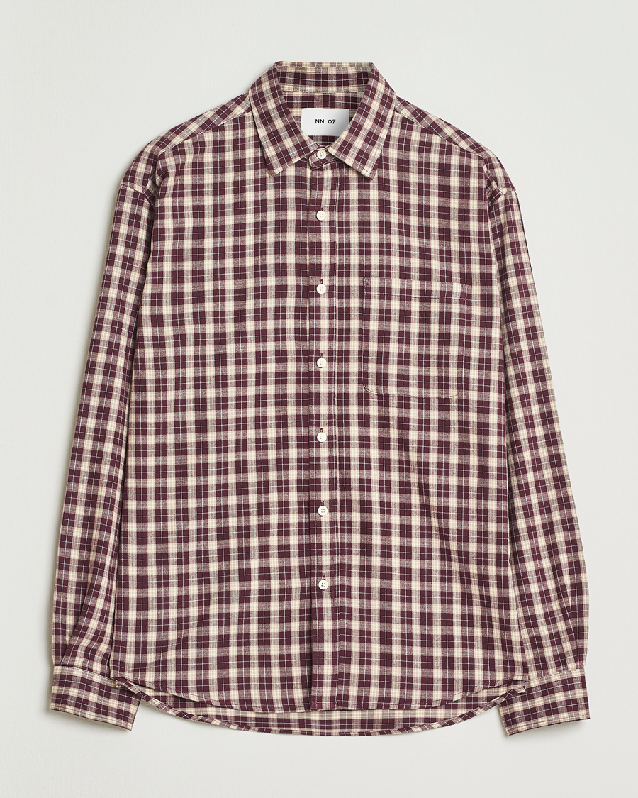 Herre | Skjorter | NN07 | Deon Flannel Checked Shirt Wine Red