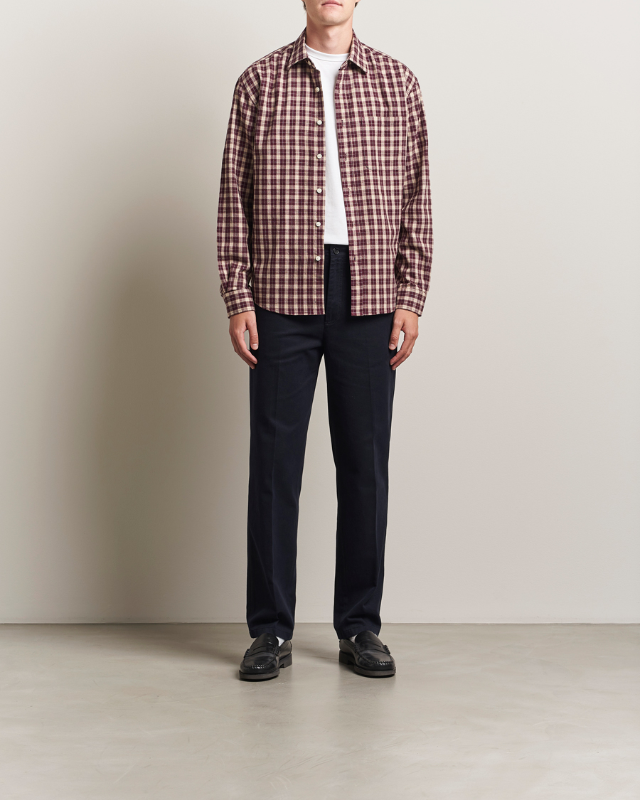 Herre | Skjorter | NN07 | Deon Flannel Checked Shirt Wine Red