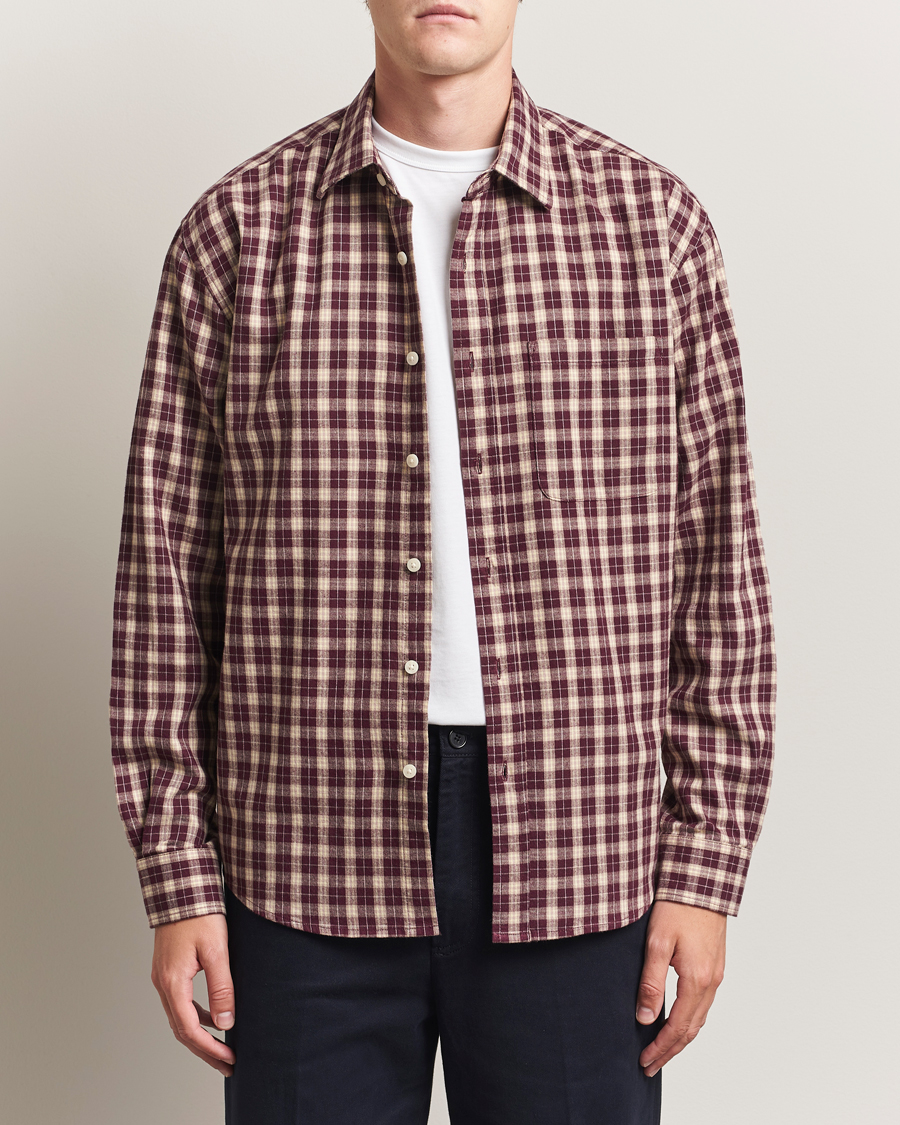 Herre | Skjorter | NN07 | Deon Flannel Checked Shirt Wine Red