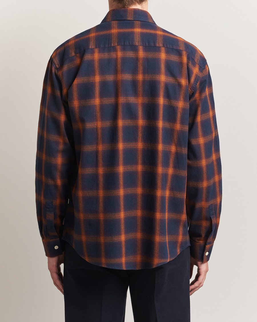 Herre | Skjorter | NN07 | Deon Flannel Checked Shirt Navy/Orange