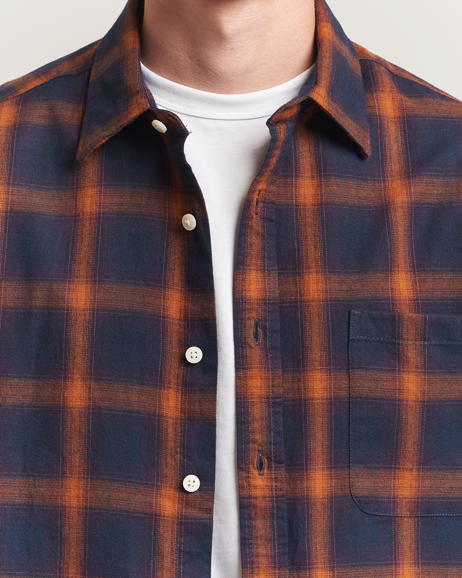 Herre | Skjorter | NN07 | Deon Flannel Checked Shirt Navy/Orange