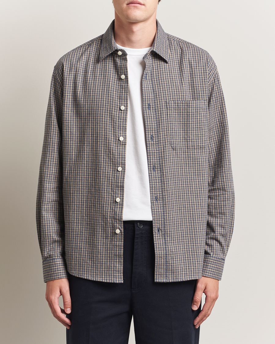 Herre | Skjorter | NN07 | Deon Flannel Checked Shirt Indigo