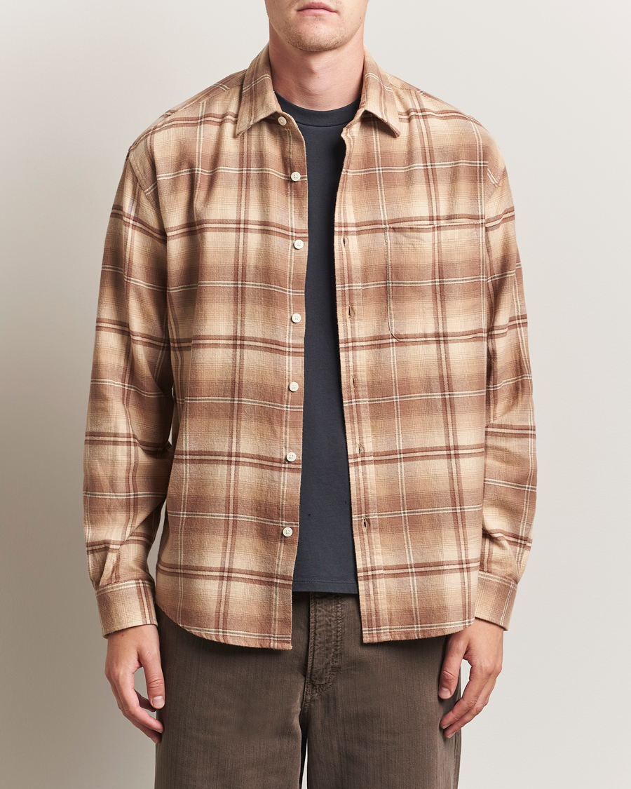 Herre | Skjorter | NN07 | Deon Flannel Checked Shirt Camel