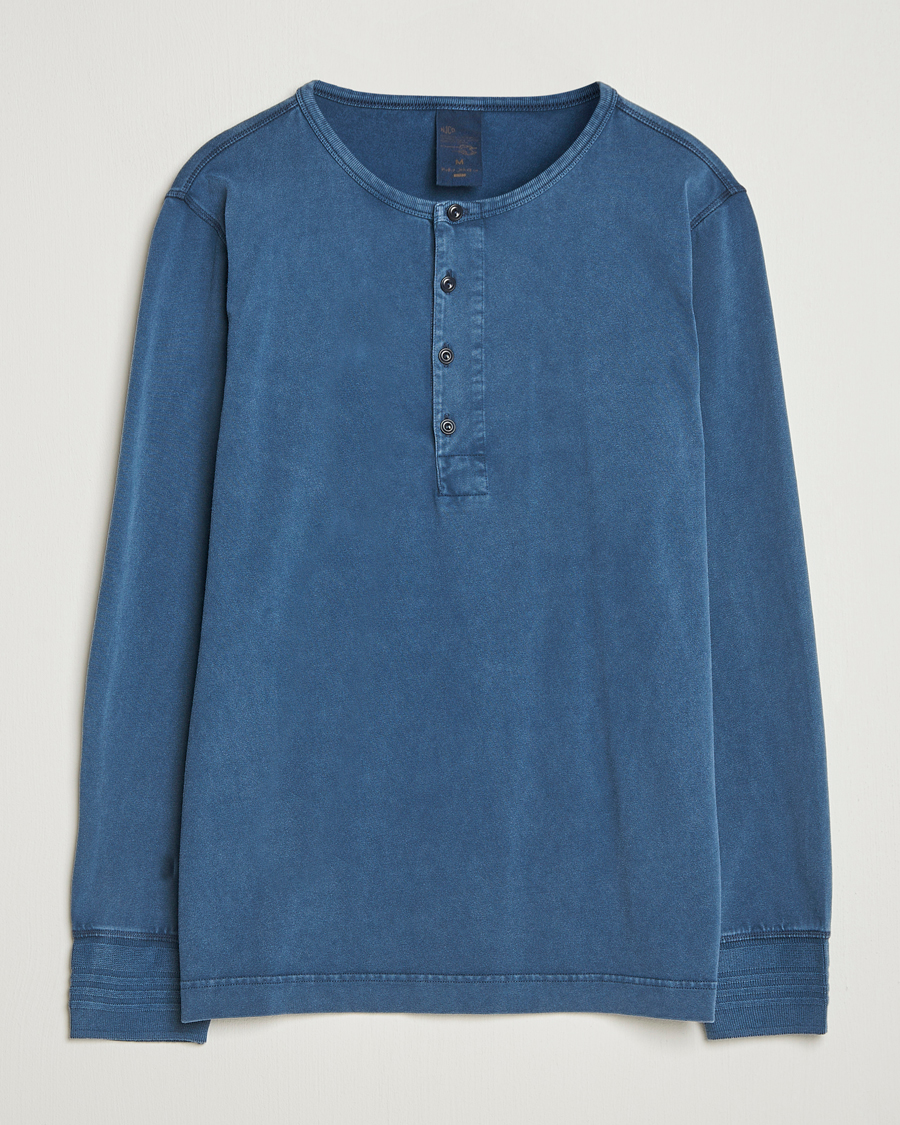 Herre | Trøjer | Nudie Jeans | Long Sleeved Henley Washed Blue