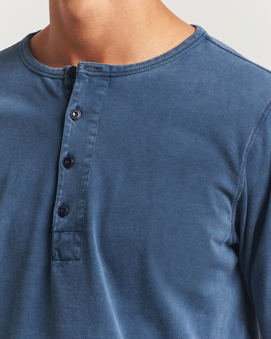 Herre | Trøjer | Nudie Jeans | Long Sleeved Henley Washed Blue