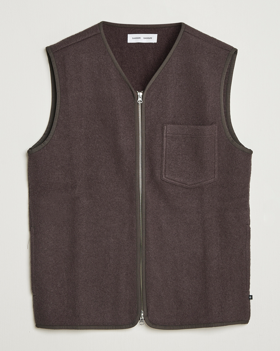 Herre | Veste | Samsøe Samsøe | Hannes Boiled Wool Vest Turkish Coffee