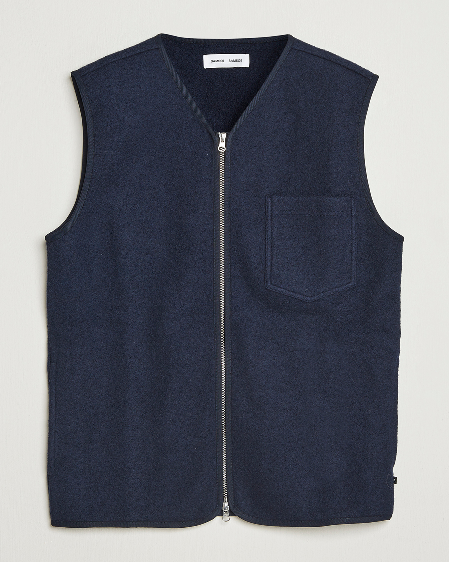 Herre | Veste | Samsøe Samsøe | Hannes Boiled Wool Vest Salute Navy