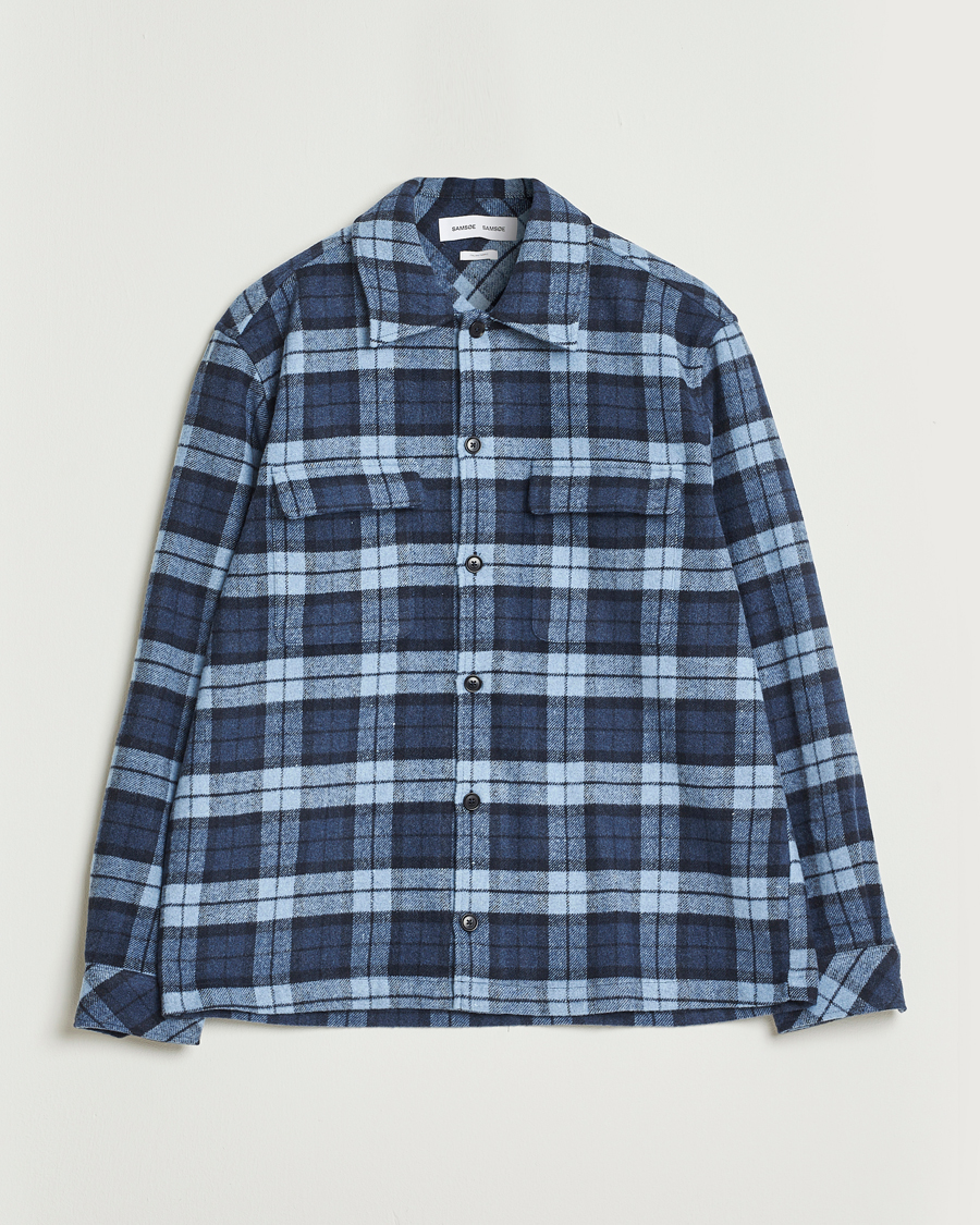 Herre | Skjorter | Samsøe Samsøe | Castor Checked Overshirt Stellar Blue