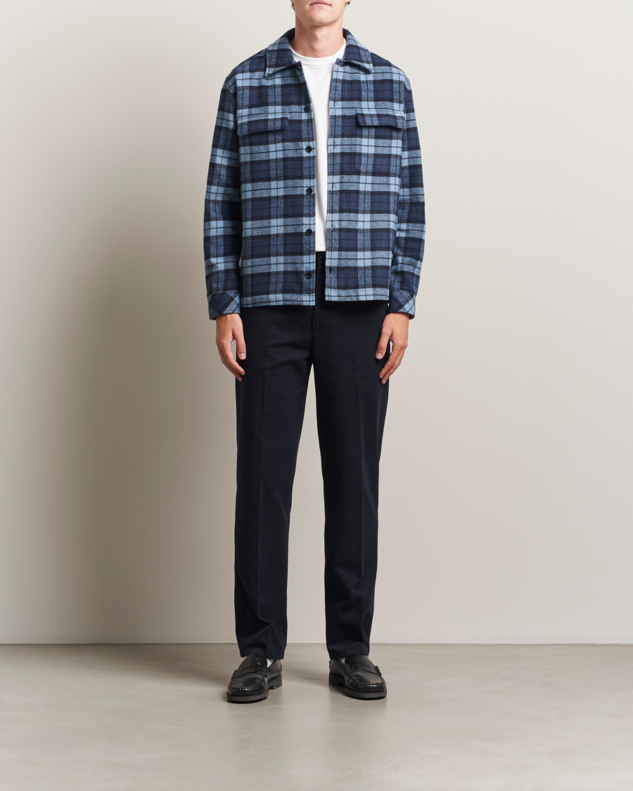 Herre | Skjorter | Samsøe Samsøe | Castor Checked Overshirt Stellar Blue