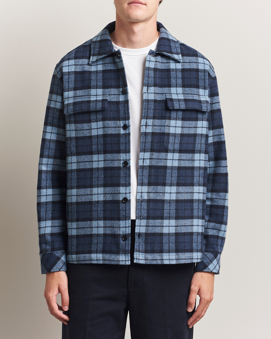 Herre | Skjorter | Samsøe Samsøe | Castor Checked Overshirt Stellar Blue