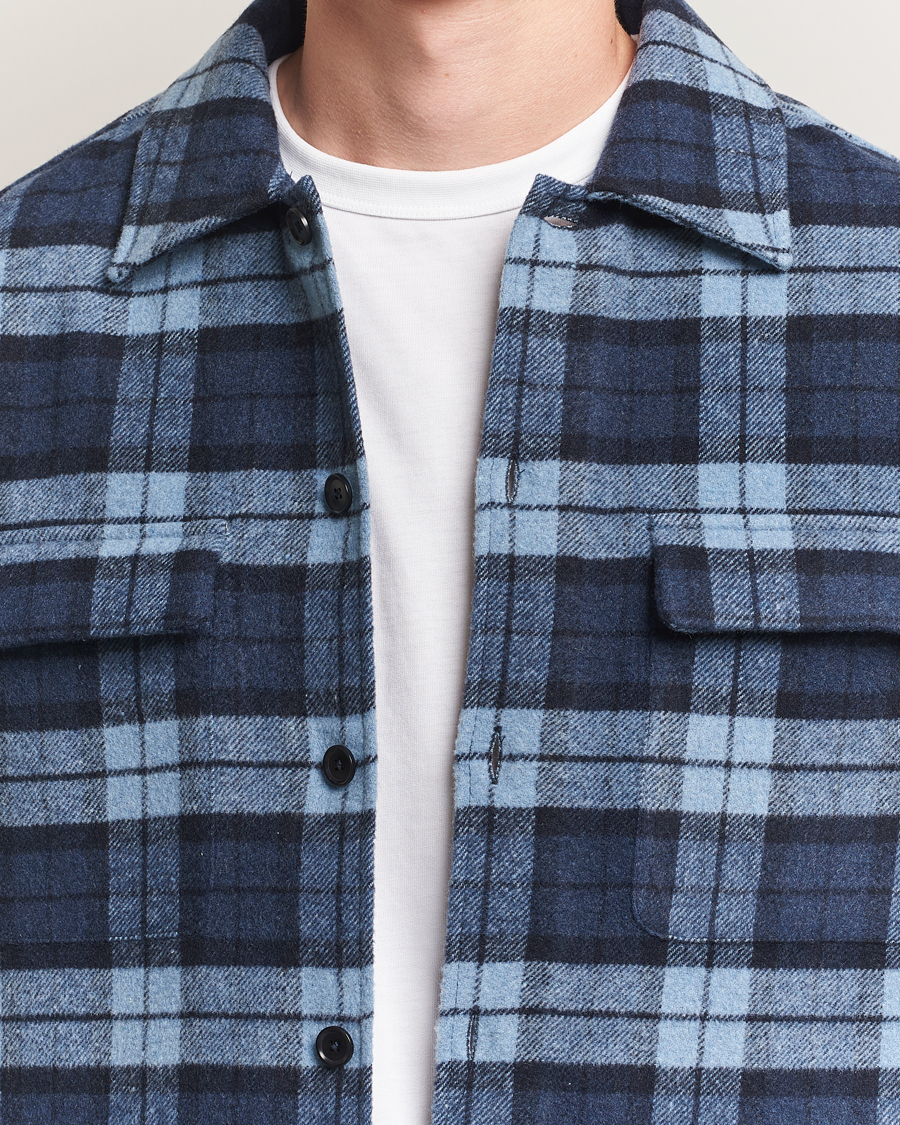 Herre | Skjorter | Samsøe Samsøe | Castor Checked Overshirt Stellar Blue