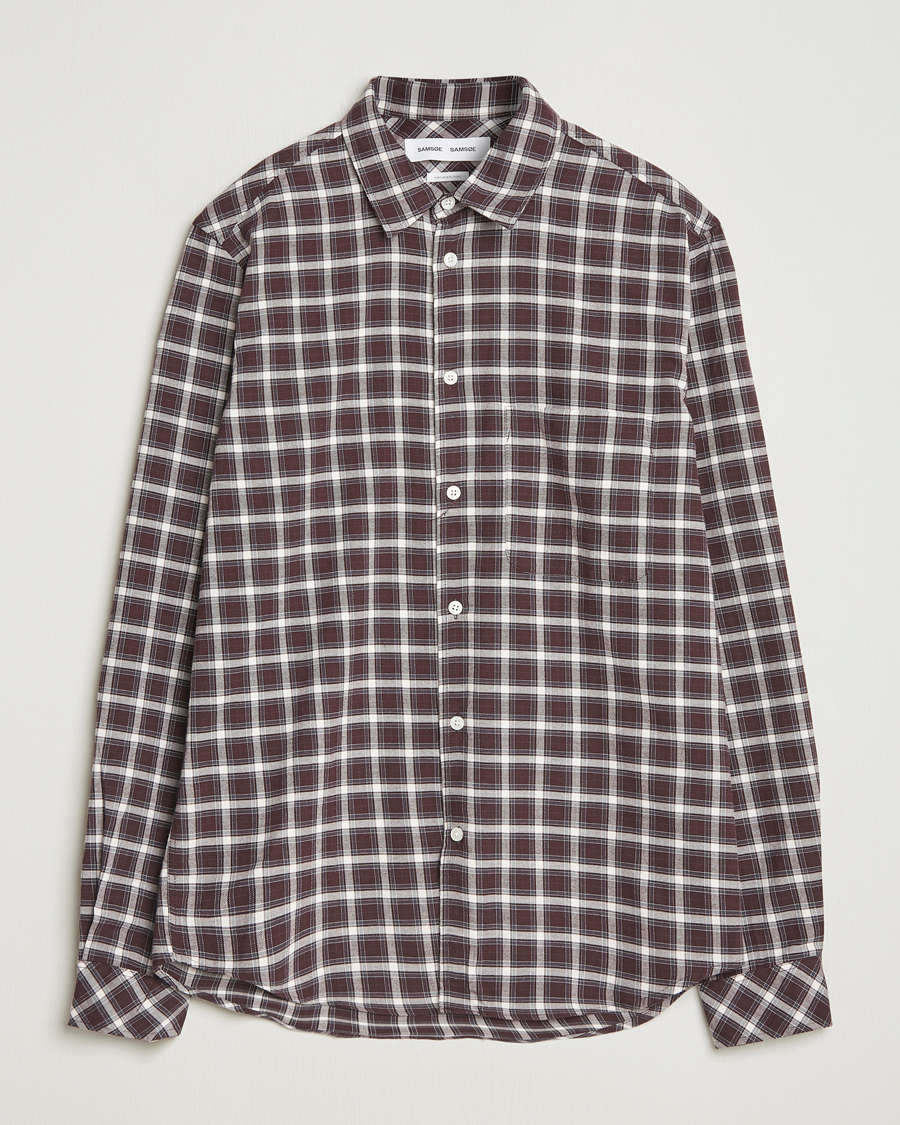Herre | Skjorter | Samsøe Samsøe | Liam Brushed Cotton Checked Shirt Raisin
