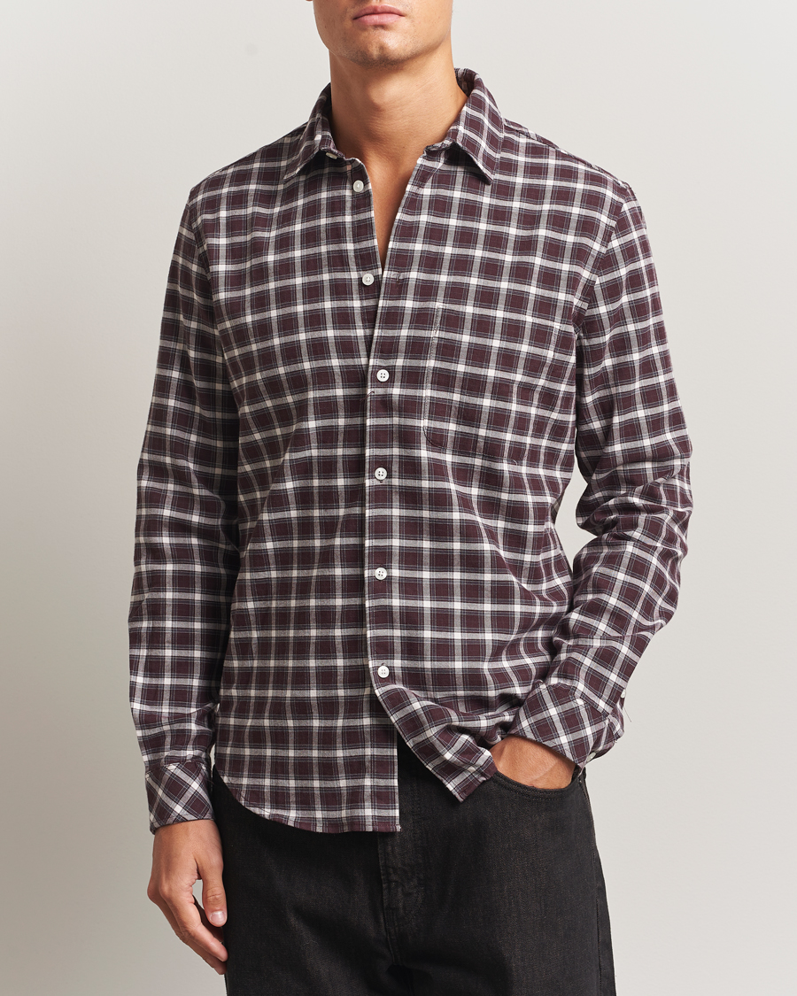 Herre | Skjorter | Samsøe Samsøe | Liam Brushed Cotton Checked Shirt Raisin