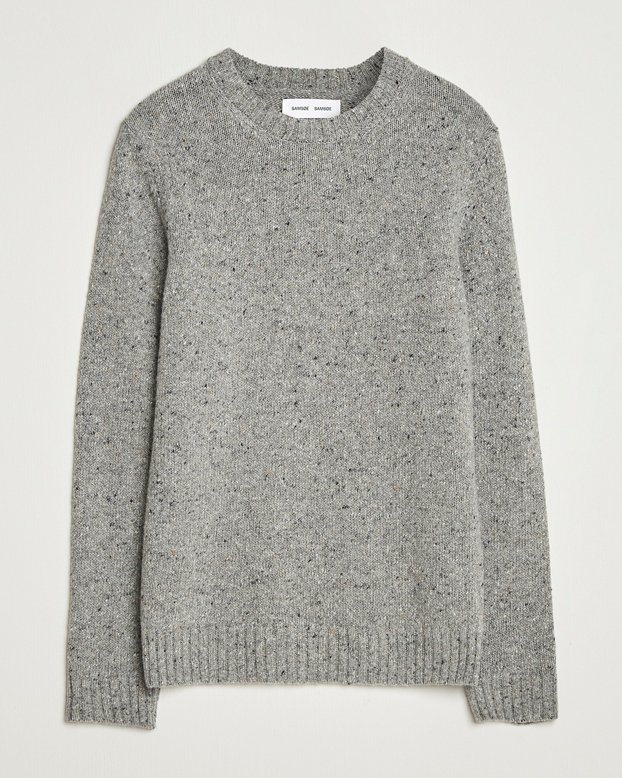 Herre | Trøjer | Samsøe Samsøe | Nataniel Donegal Knitted Crew Neck Grey Melange
