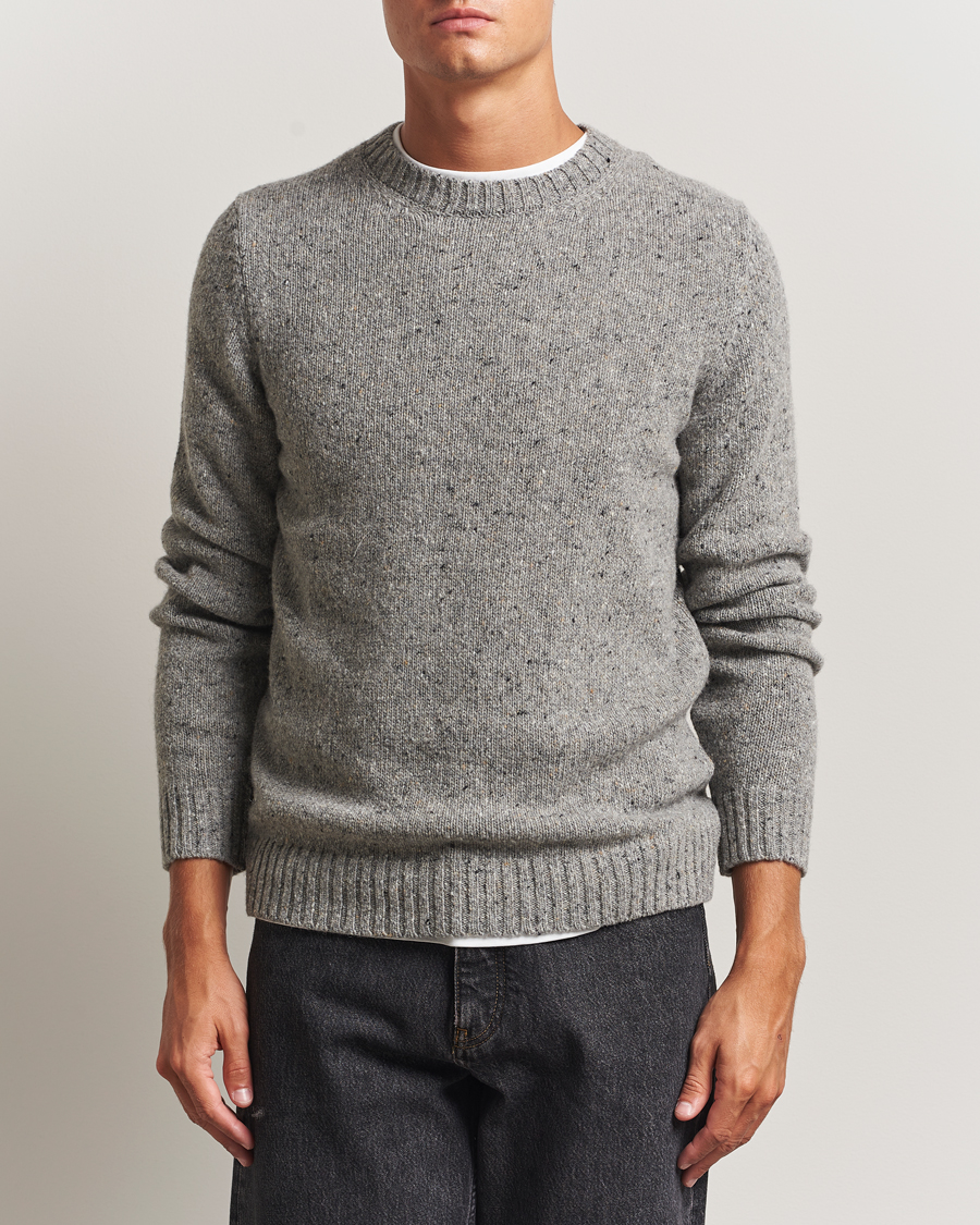 Herre | Trøjer | Samsøe Samsøe | Nataniel Donegal Knitted Crew Neck Grey Melange