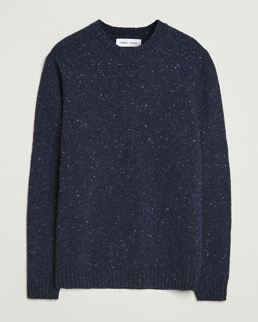 Herre | Trøjer | Samsøe Samsøe | Nataniel Donegal Knitted Crew Neck Salute Navy