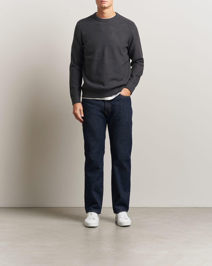 Herre | Trøjer | Samsøe Samsøe | Dem Structured Knitted Crew Neck Black Oyster