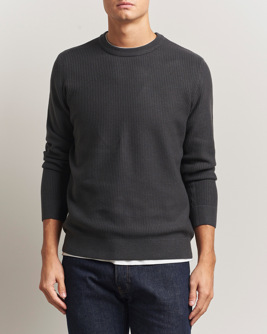 Herre | Trøjer | Samsøe Samsøe | Dem Structured Knitted Crew Neck Black Oyster