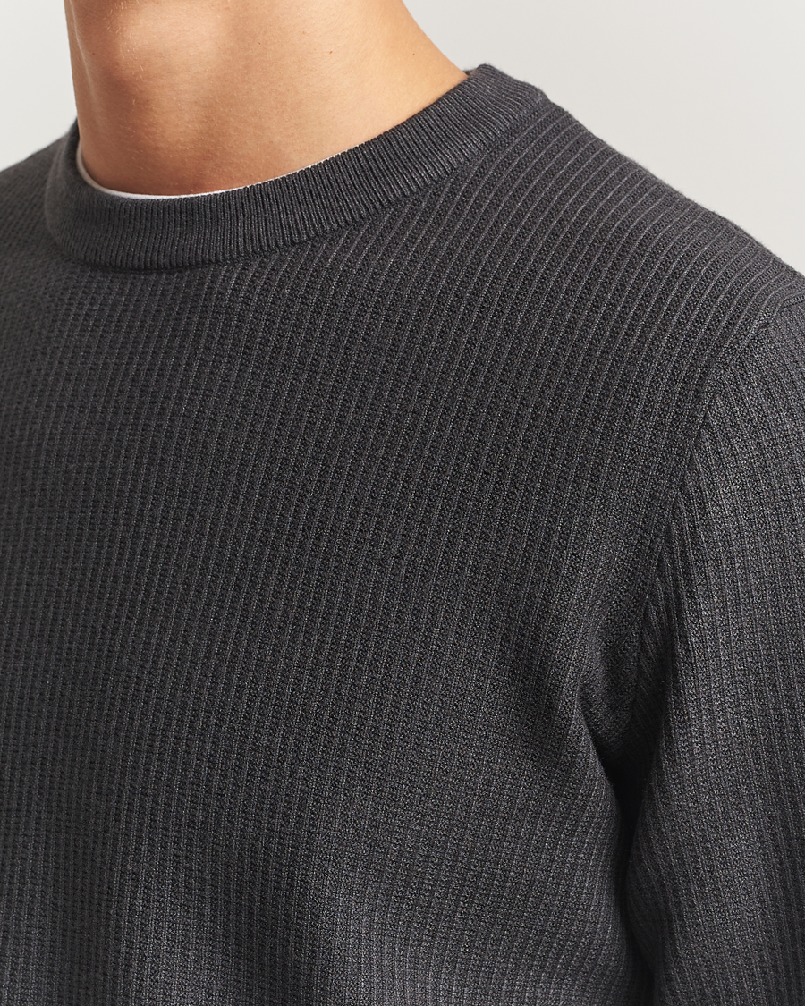 Herre | Trøjer | Samsøe Samsøe | Dem Structured Knitted Crew Neck Black Oyster