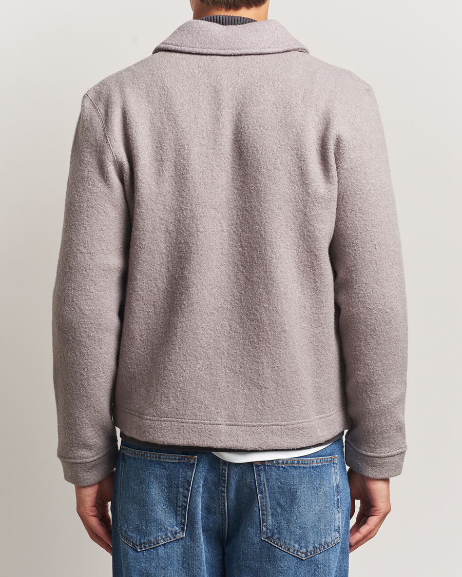 Herre | Trøjer | Samsøe Samsøe | Hannes Boiled Wool Full Zip Elephant Skin
