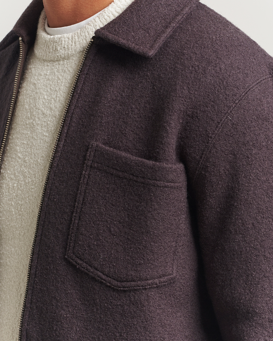 Herre | Trøjer | Samsøe Samsøe | Hannes Boiled Wool Full Zip Turkish Coffee