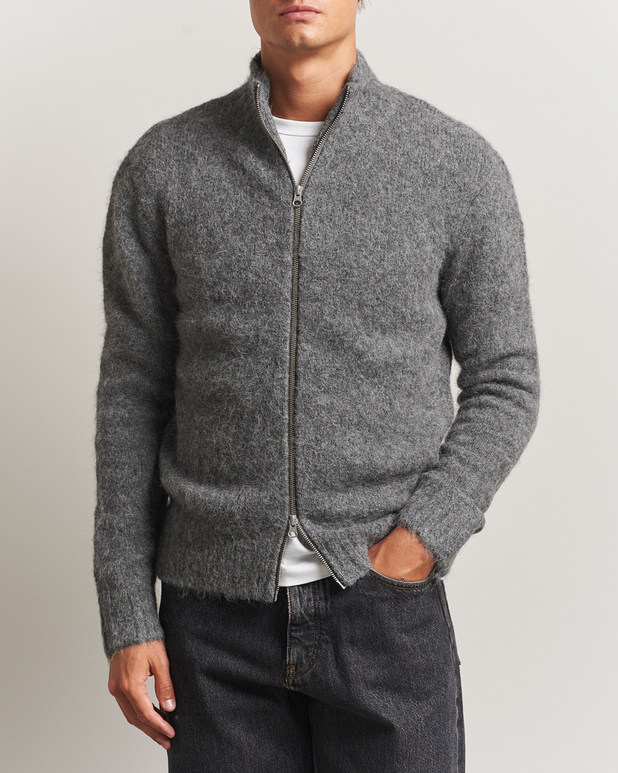Herre | Trøjer | Samsøe Samsøe | Jean Alpaca Knitted Full Zip Iron Gate
