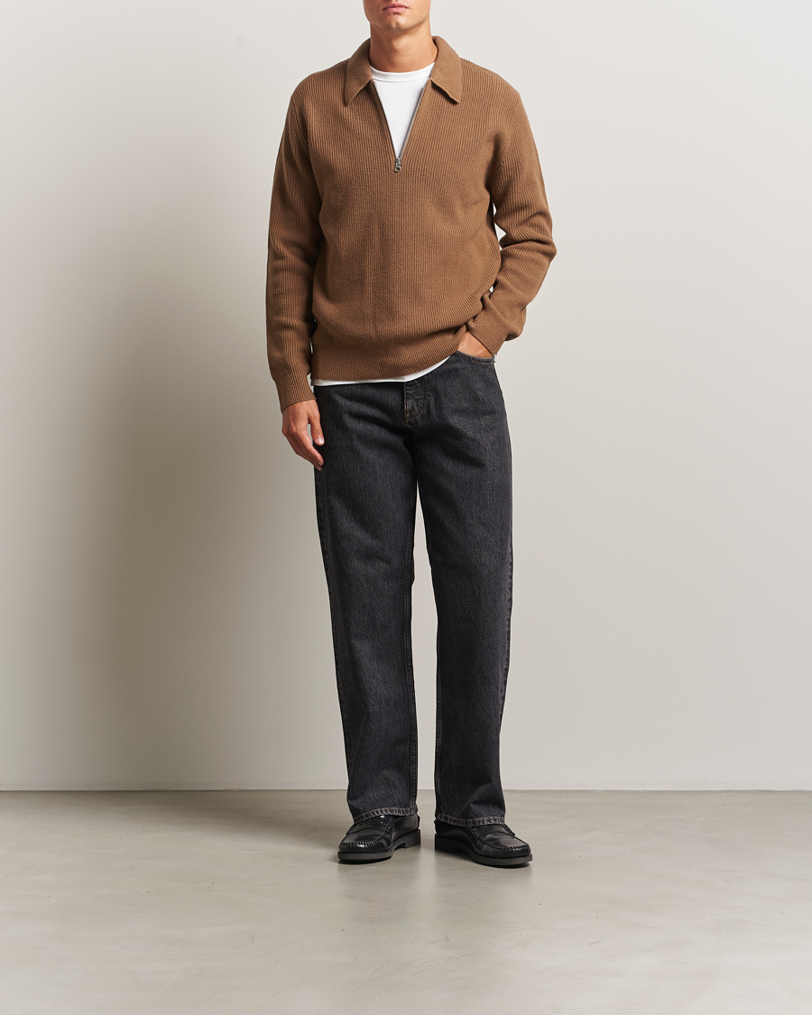 Herre | Trøjer | Samsøe Samsøe | Isak Knitted Half Zip Polo Otter Brown