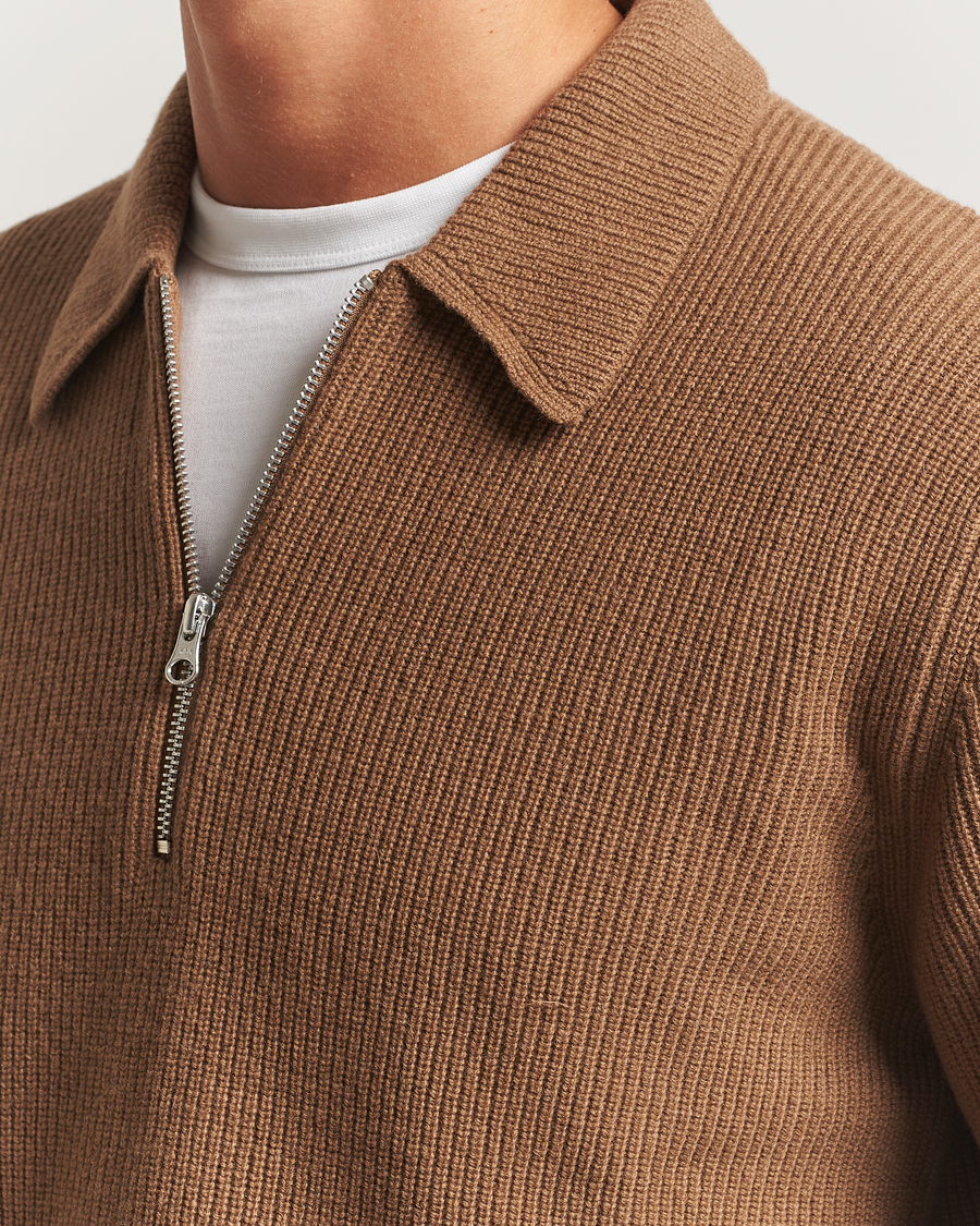 Herre | Trøjer | Samsøe Samsøe | Isak Knitted Half Zip Polo Otter Brown
