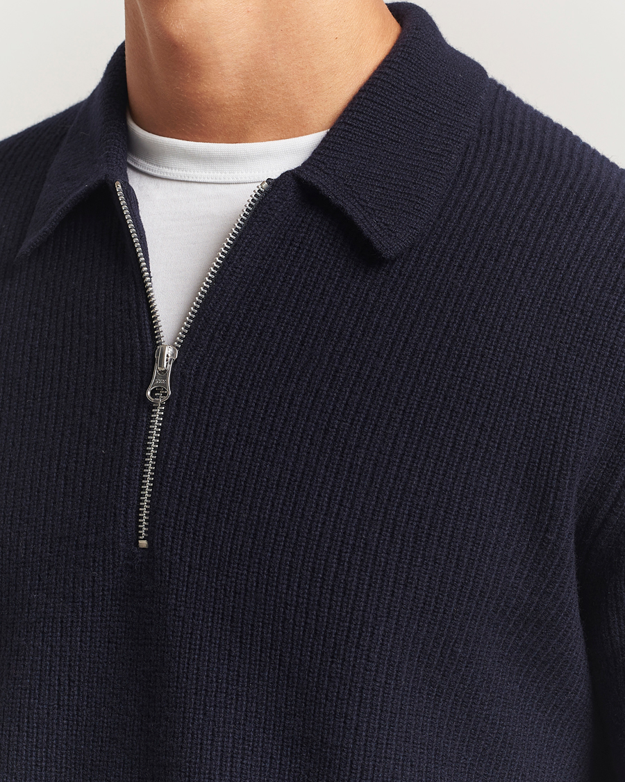 Herre | Trøjer | Samsøe Samsøe | Isak Knitted Half Zip Polo Salute Navy