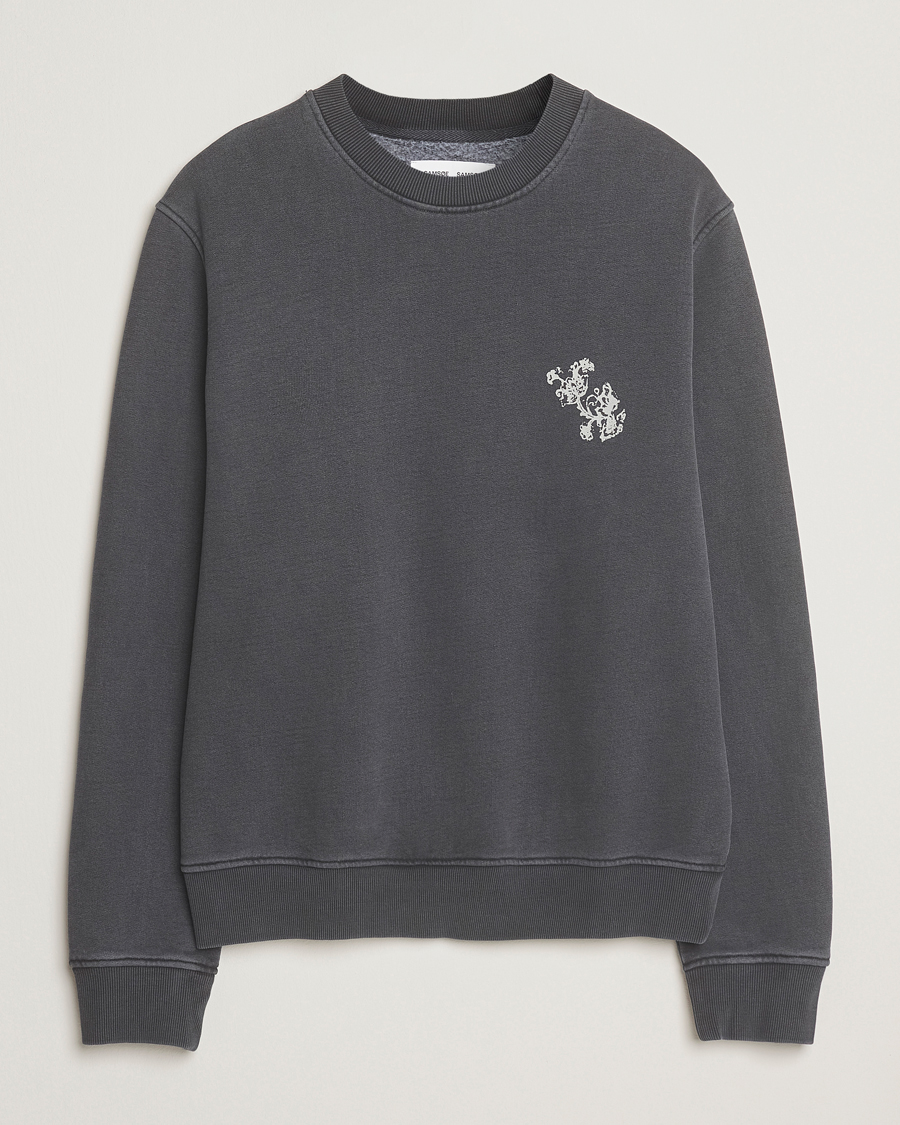 Herre | Trøjer | Samsøe Samsøe | Phil Printed Crew Neck Sweatshirt Washed Black