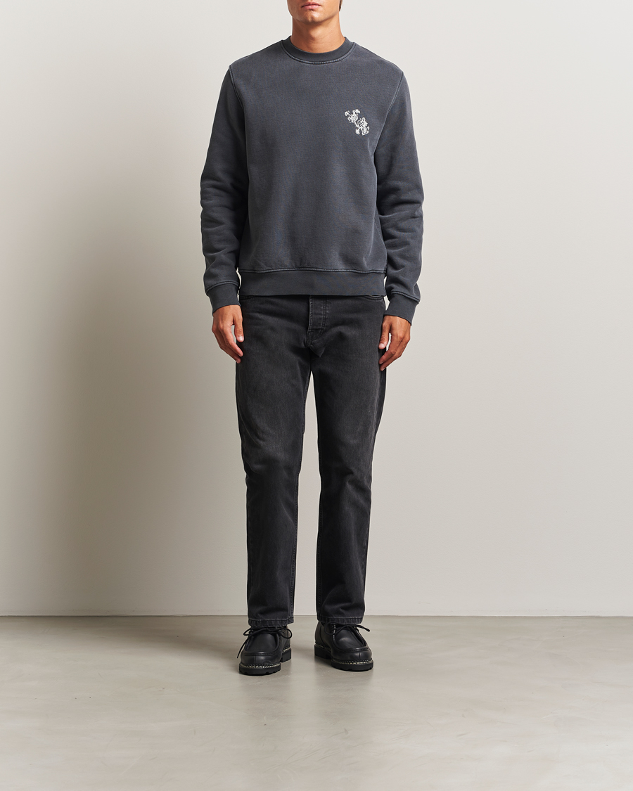 Herre | Trøjer | Samsøe Samsøe | Phil Printed Crew Neck Sweatshirt Washed Black