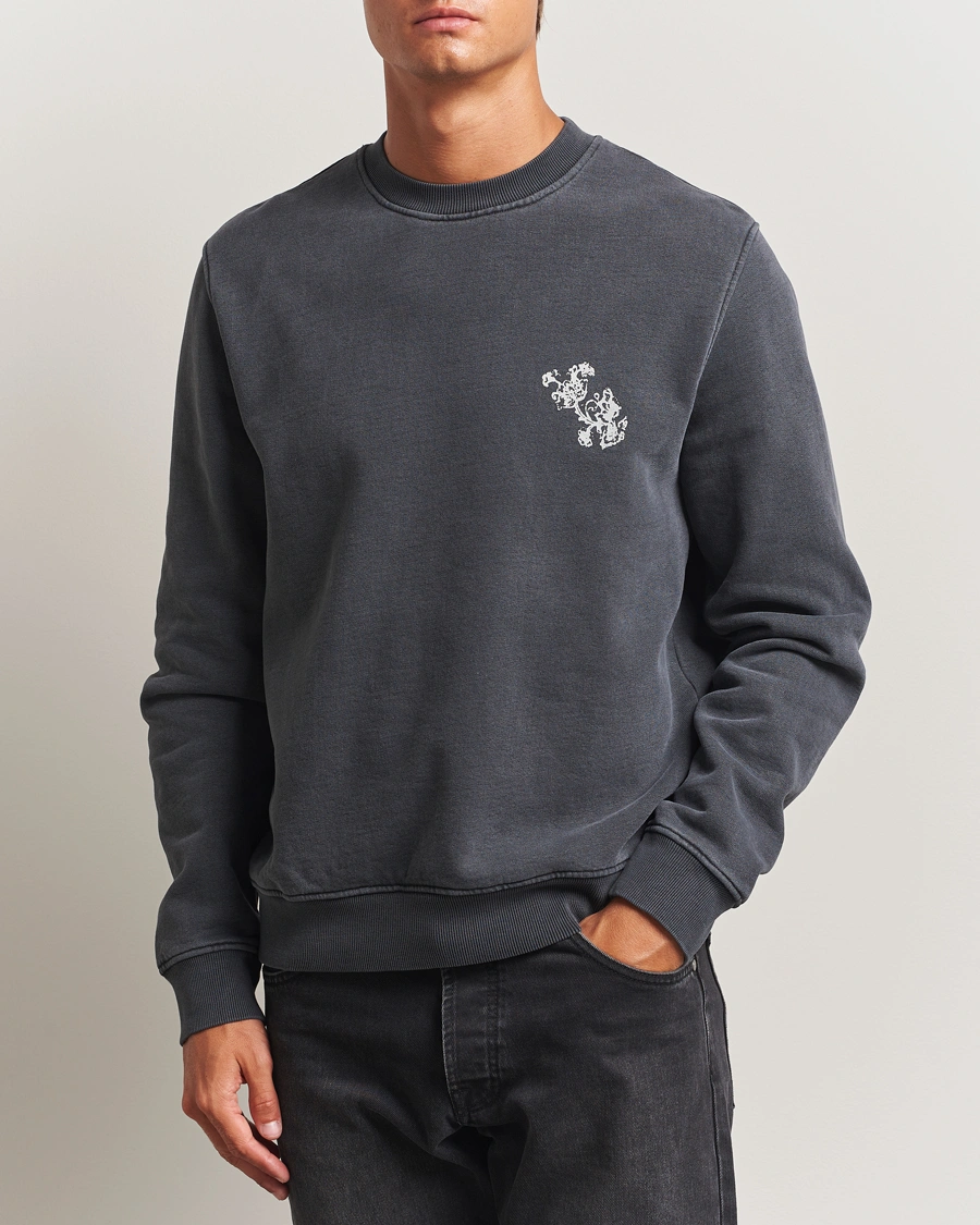 Herre | Trøjer | Samsøe Samsøe | Phil Printed Crew Neck Sweatshirt Washed Black