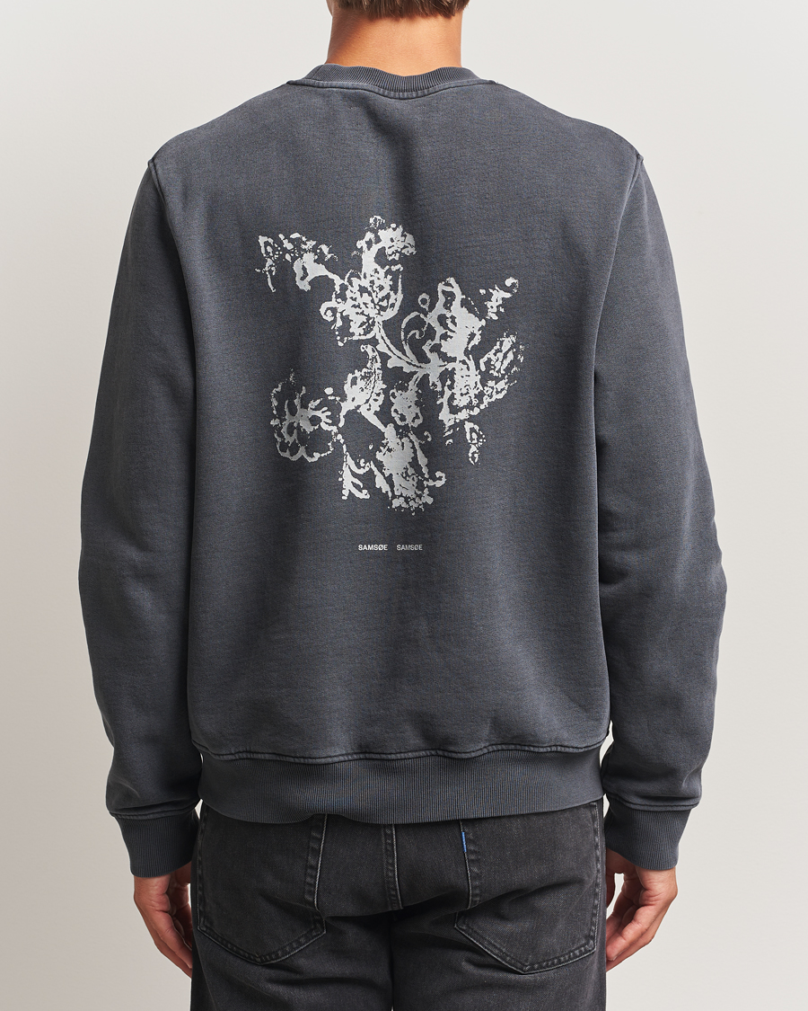 Herre | Trøjer | Samsøe Samsøe | Phil Printed Crew Neck Sweatshirt Washed Black
