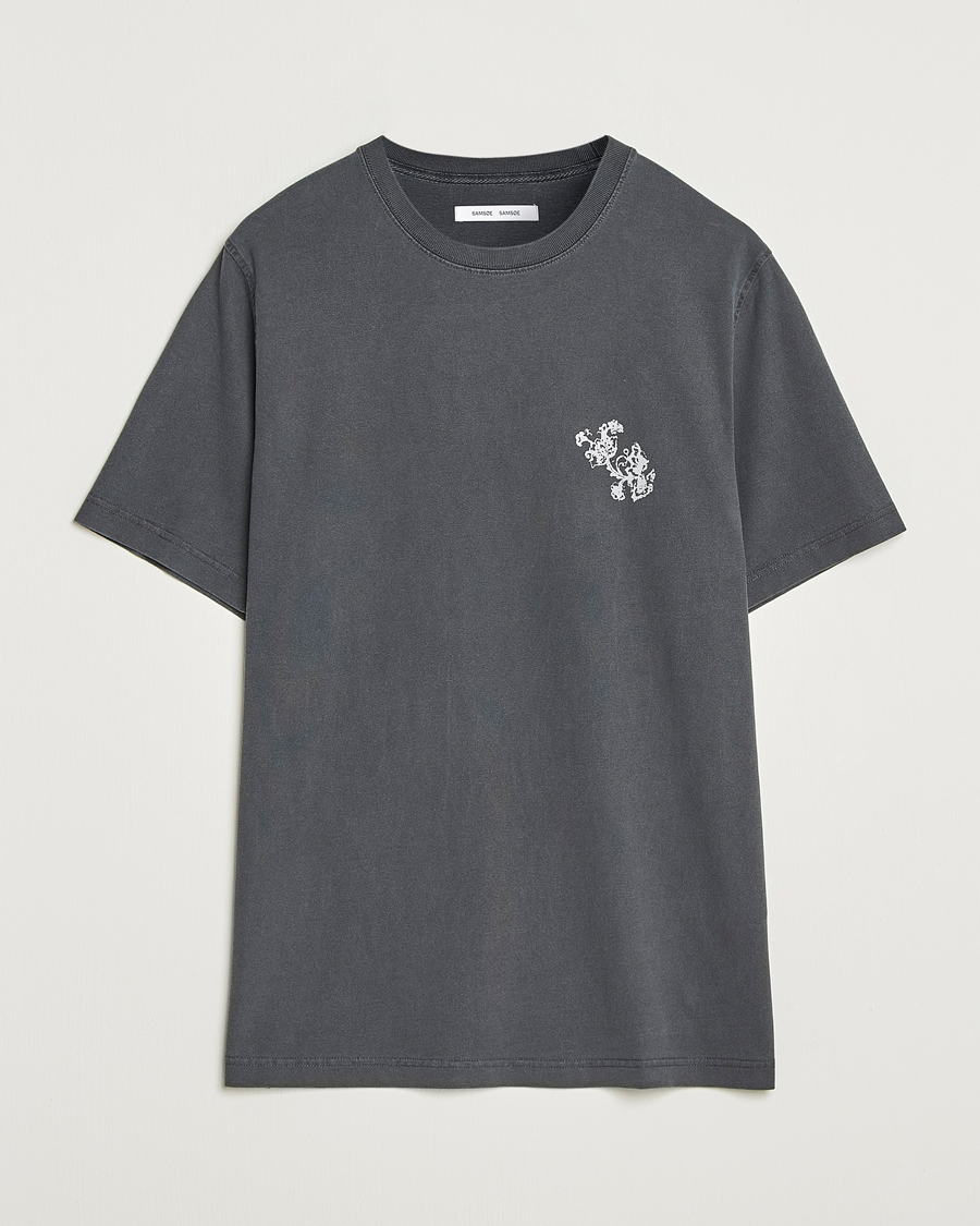 Herre | T-Shirts | Samsøe Samsøe | Phil Printed Crew Neck T-Shirt Washed Black