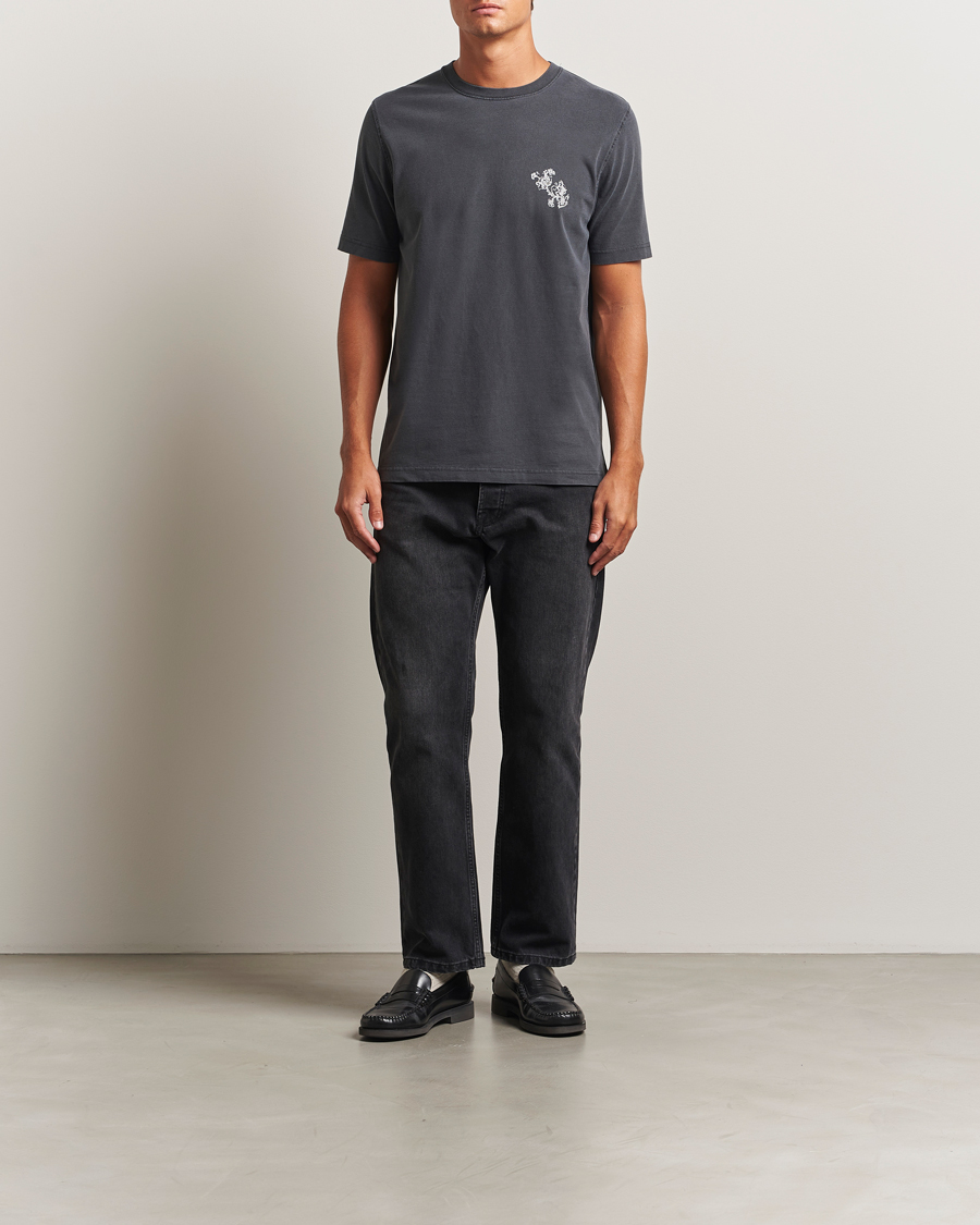 Herre | T-Shirts | Samsøe Samsøe | Phil Printed Crew Neck T-Shirt Washed Black