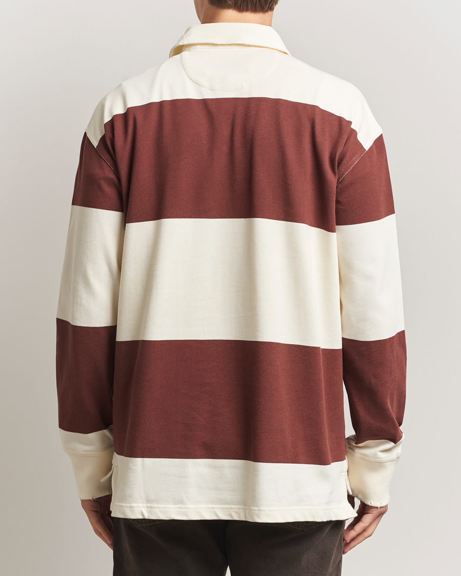 Herre | Trøjer | GANT 240 Mulberry Street | Block Stripe Heavy Rugger Mahogany Brown/White