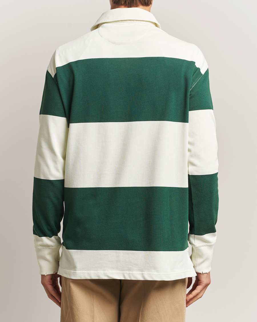 Herre | Trøjer | GANT 240 Mulberry Street | Block Stripe Heavy Rugger Forest Green/White