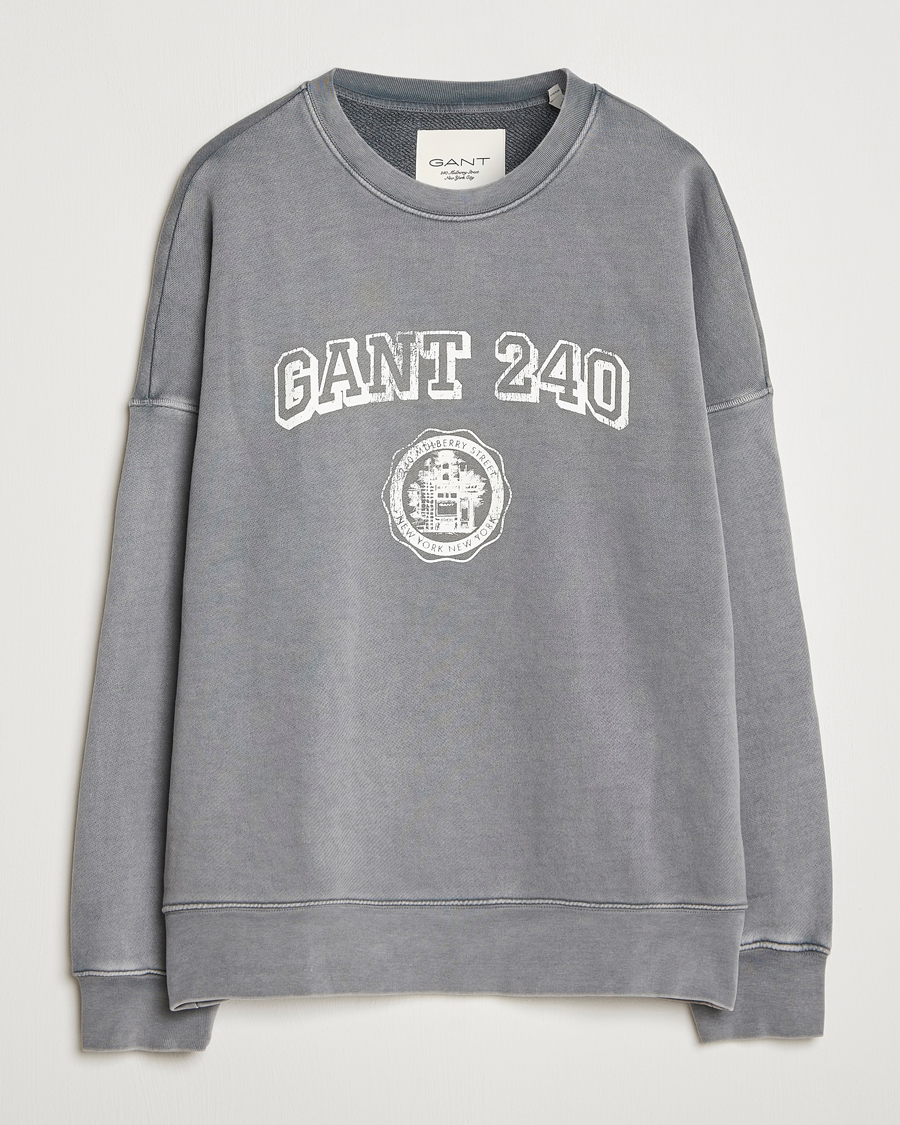 Herre | Trøjer | GANT 240 Mulberry Street | Vintage Graphic Crew Neck Sweatshirts Steel Grey