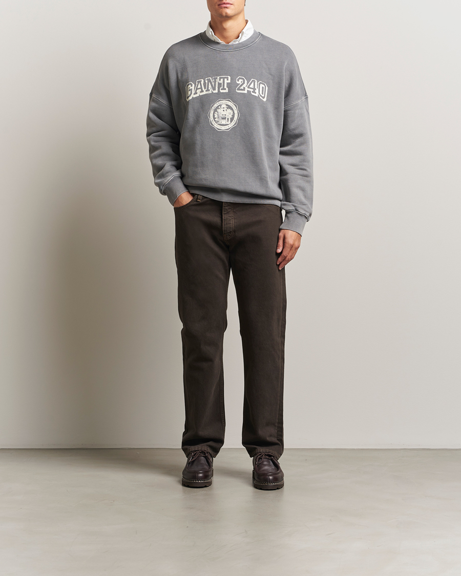 Herre | Trøjer | GANT 240 Mulberry Street | Vintage Graphic Crew Neck Sweatshirts Steel Grey