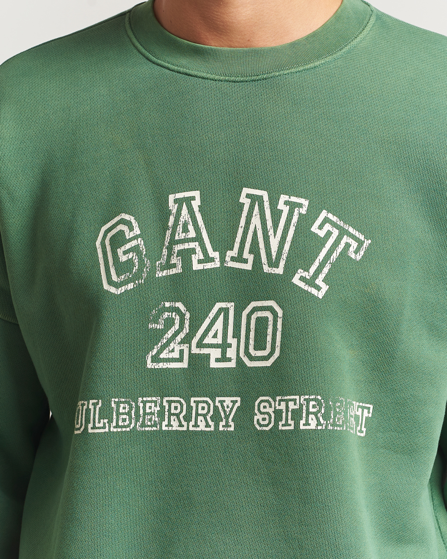 Herre | Trøjer | GANT 240 Mulberry Street | Vintage Graphic Crew Neck Sweatshirts Forest Green